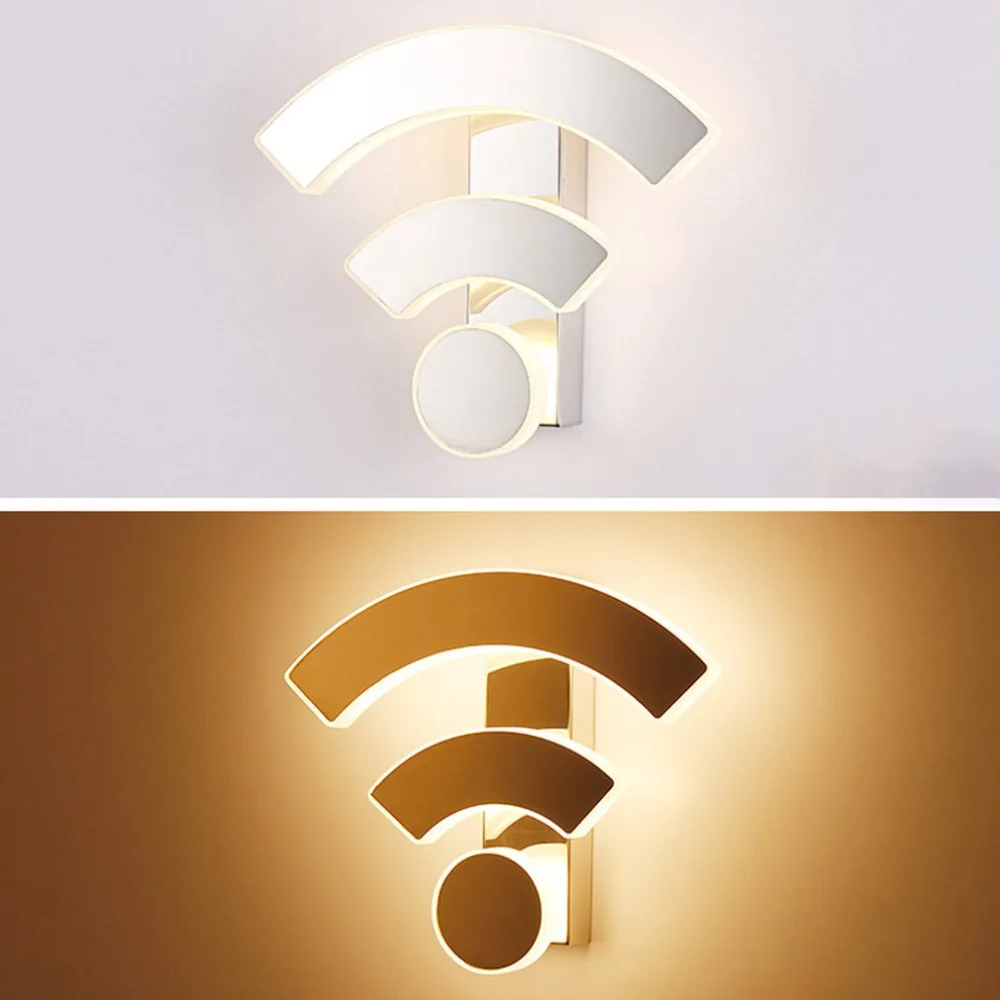 Забавный Wi-Fi Логотип Форма акриловый настенный светильник светодиодный комнатные настенные лампы светодиодный настенный Бра Лампа для спальни гостиная лестница
