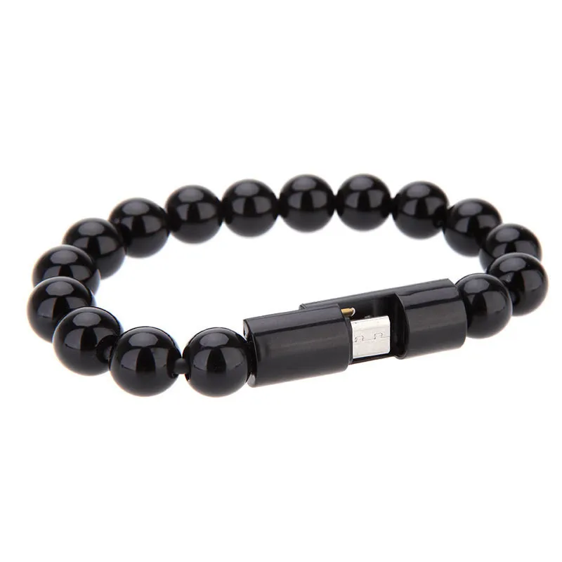 

Micro Usb Cable Beads Bracelet Charging for Samsung Galaxy S5 S6 Wearable Jewelry Pure Color for iphone XR XS Mas 5s 6 6S 7