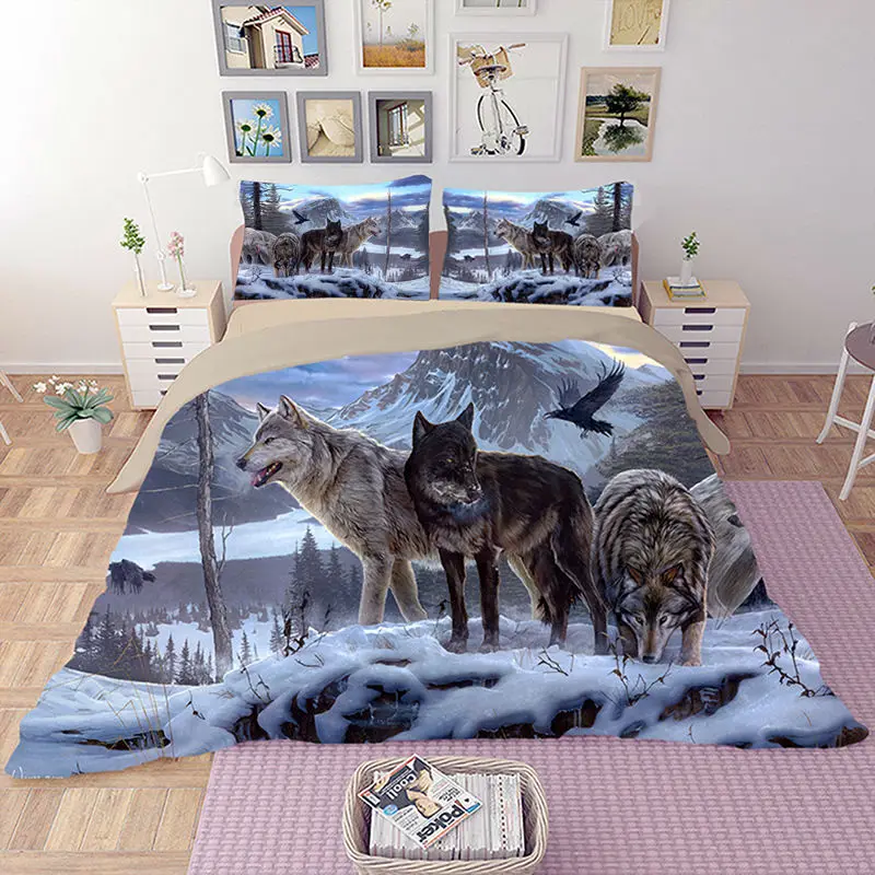 HD Wolf Bedding Set 3D Animal Beddings Duvet Cover Set Bedclothes Twin