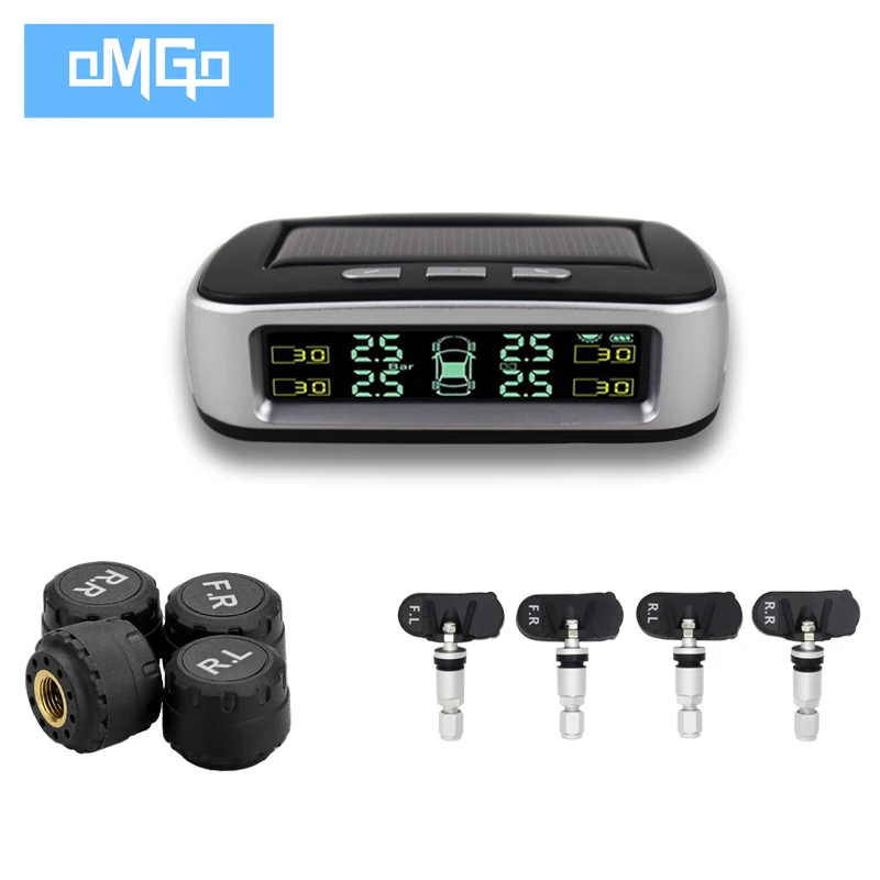 

4 External or Internal Sensors Solar Powered TPMS Car Tire Pressure Monitor System