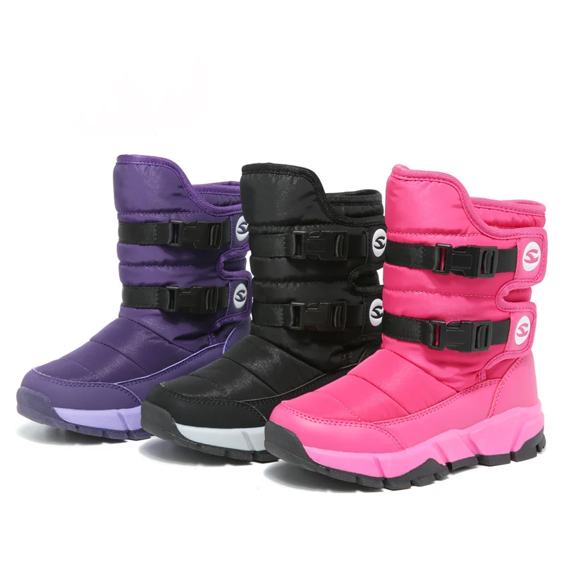 Спортивные ботинки для девушек новые уличные лыжные ботинки для мальчиков и девочек зимние ботинки детские ботинки с меховой подкладкой водонепроницаемые противоскользящие камуфляжные