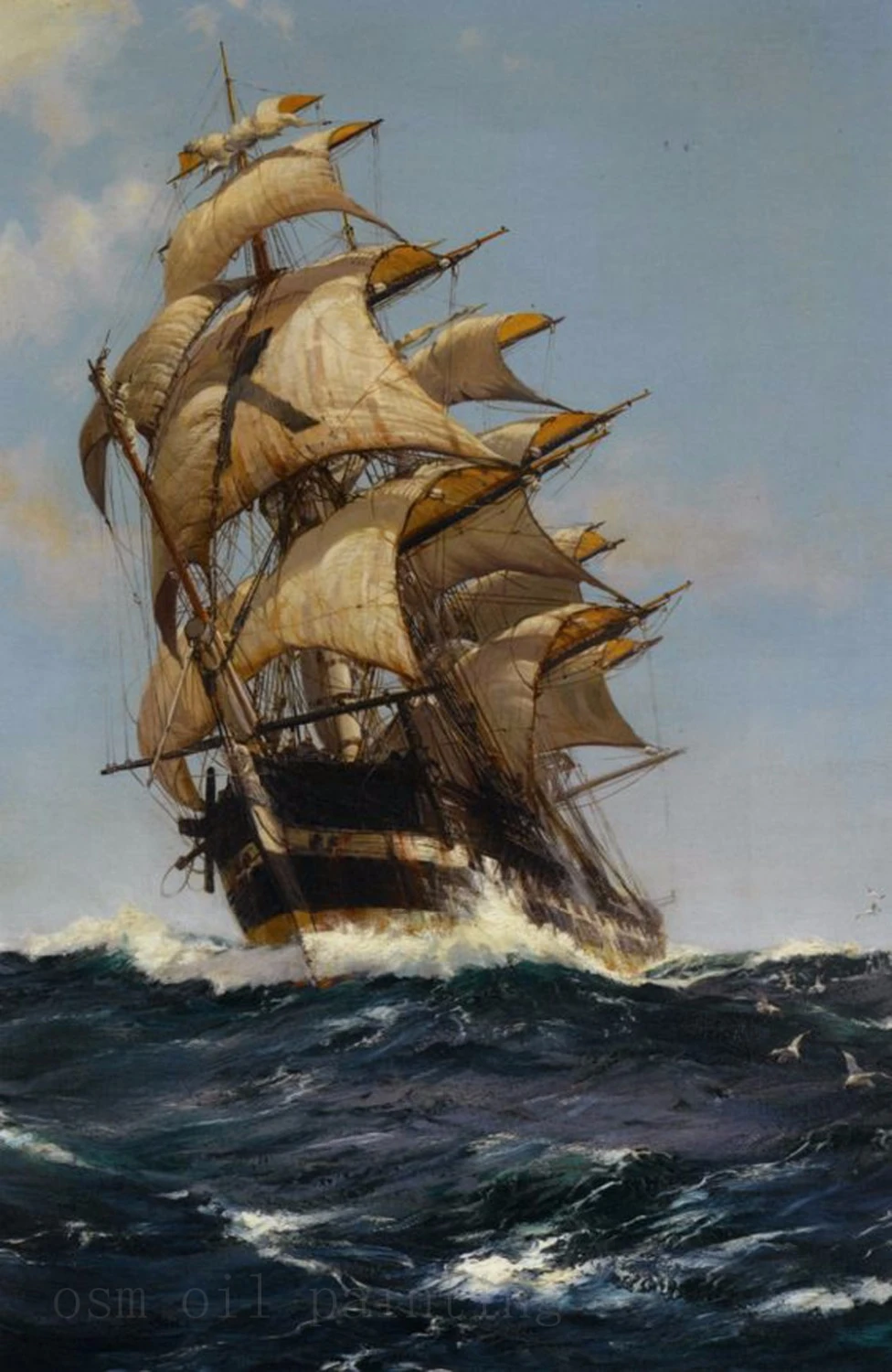 Handmade Wall Artwork Crest Of A Wave Sailing Ships Counted Cross Stitch Pattern Seascape Oil Painting On Canvas For Living Room Canvas Painting Canvas Painting Lessonscanvas Art Oil Painting Aliexpress