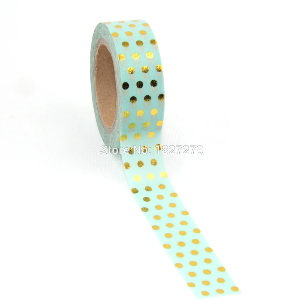 

New 1X green Dot Foil Printing Christmas Washi Tape Adhesive Scrapbooking Tools Cute Photo Album Decorative Hot Sale Paper