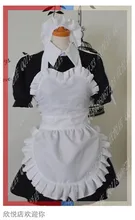 Virgo del anime Fairy Tail Cosplay Cos de Halloween conjunto Completo 6 en 1 (Vestidos + Headwear + Delantal + muñequera + calcetines + la cadena)