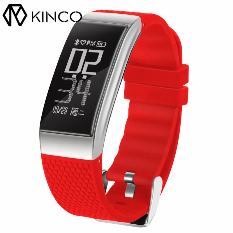 

KINCO IP68 Bluetooth ECG Heart Rate Blood Pressure Monitor Bracelet Pedometer Calorie Smart Healthy Wristband for IOS/Android