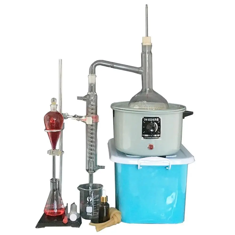 

100ml-2000ml Laboratorio Esencial Aceite Agua Destilador Aparato Cristalería