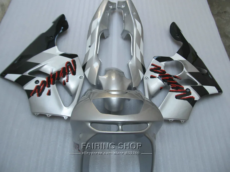 

Free 7 gifts fairing kit For Kawasaki ZX6R 94 95 96 97 silver black bodywork fairings set ninja zx6r 1994-1997 UI02
