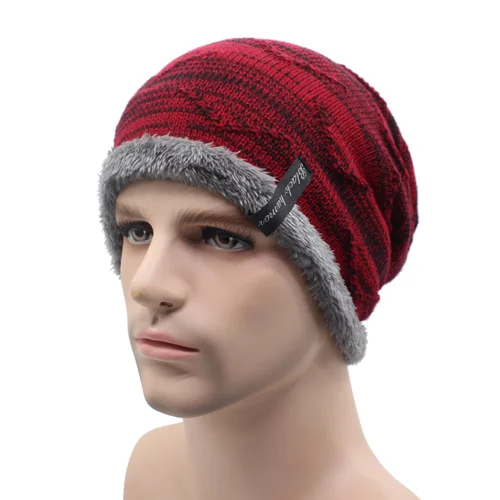 Вязанные шапочки Skullies Beanies мужские зимние головные уборы для мужчин и женщин модные шапки s Теплые Мешковатые мягкие брендовые кепки простая вязаная шапочка мужская шапка s - Цвет: wine red