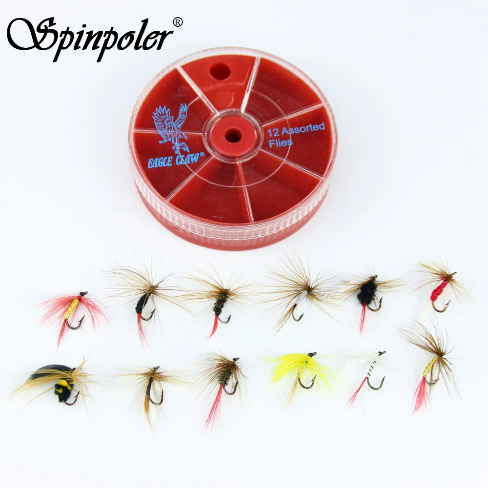 Portable Mini 12pcs Fly Fishing Lure Box Dry Wet Fly Lure, Nymph And