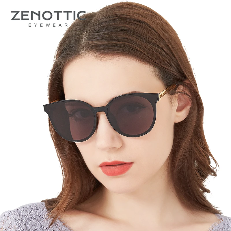 Женские солнцезащитные очки ZENOTTIC круглые винтажные зеркальные большого размера