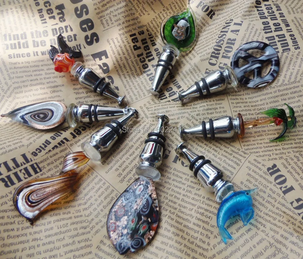 Lampwork Glass Bottle Stopper, Handmade Murano art Glass wine Stopper