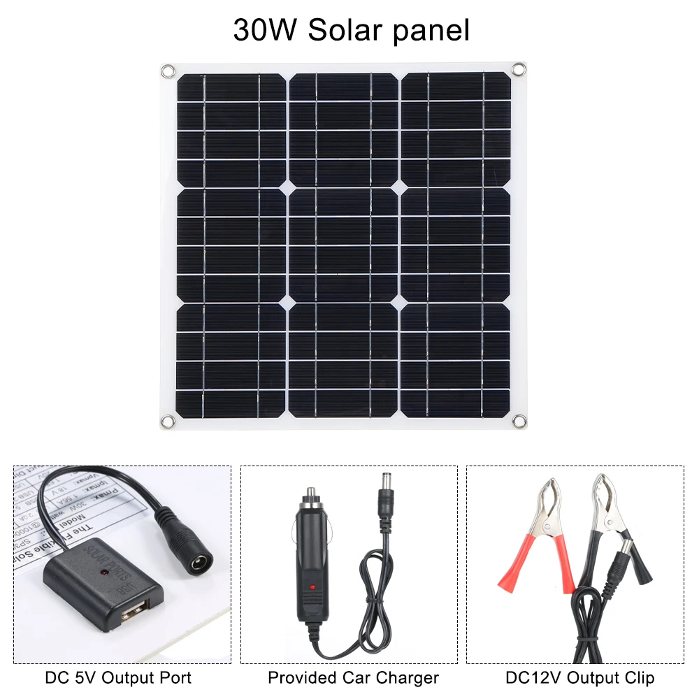 Открытый Солнечный свет 30 Вт Портативный двойной выход энергия солнечной батареи зарядки панель USB интерфейс автомобиля зарядное