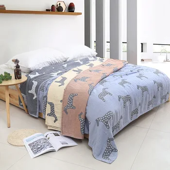 

New style popular summer cotton four layer gauze washing printed towel thin air-conditioning cover blanket