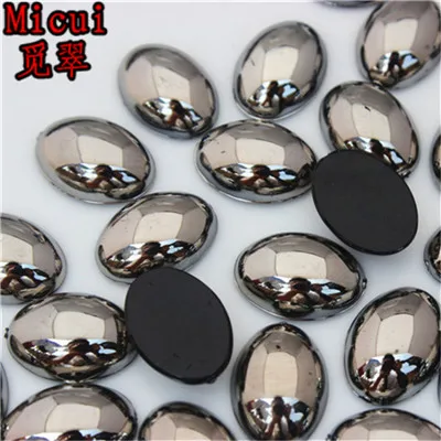 Micui, 50 шт., 13*18 мм, разноцветные овальные акриловые стразы с плоским основанием, хрустальные камни для украшений, рукоделия, украшения для одежды, MC725 - Цвет: Gun black