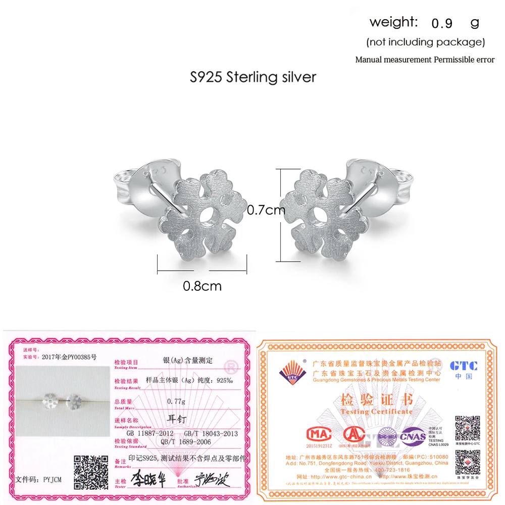 LAMOON 2017 New Little Snowflake Shape 100% 925-Sterling-Silver Earrings Fine Jewelry For Women Girl Gift Daily Life LMEY236