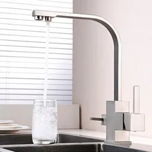 Твердый латунный ХРОМ обратного осмоса бытовой водопроводной воды двойные ручки очиститель воды фильтр Очистка питьевой воды