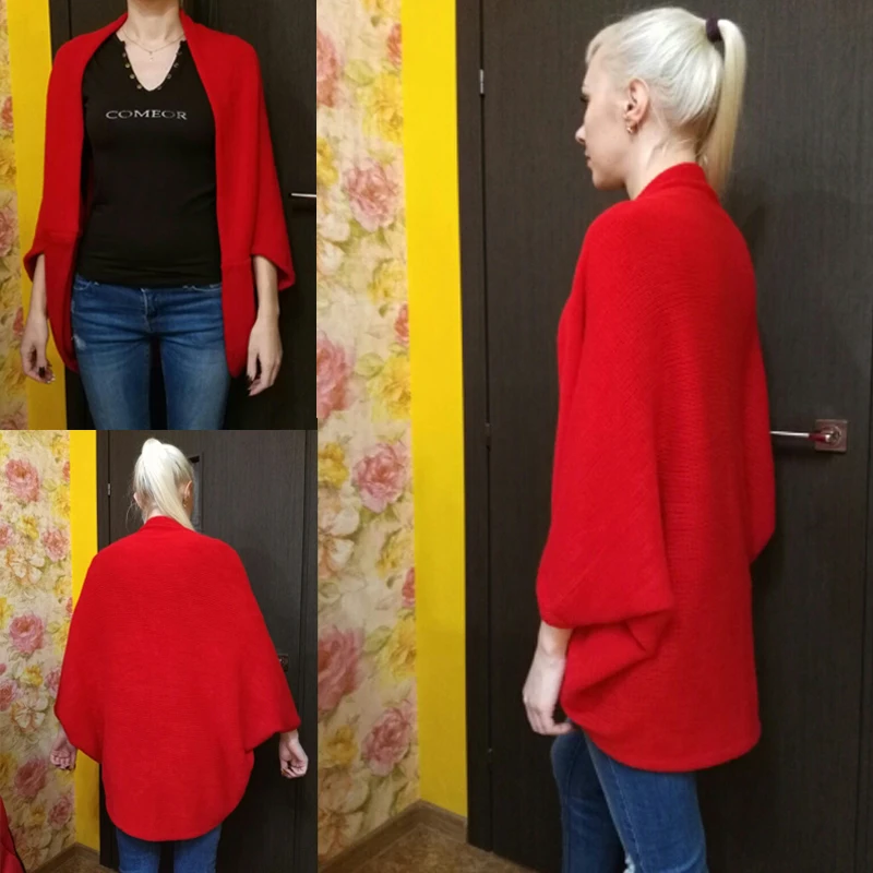 New Korea Style Women Loose Batwing Cardigans Shawl Knit Jacket Woolen Coat Sweater Knitwear Top