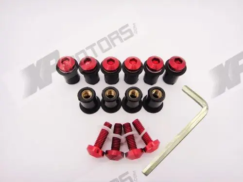 10X Windshield Windscreen Screw Bolts Kit Wellnut Universal Motorcycle Street Racing Bikes Red M5 Wind Screen | Автомобили и