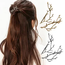 Horquillas doradas y plateadas para mujer y niña, horquillas de Metal con ramas de árbol, pinzas para el pelo, accesorios para el cabello, horquillas para el pelo, 2 uds.