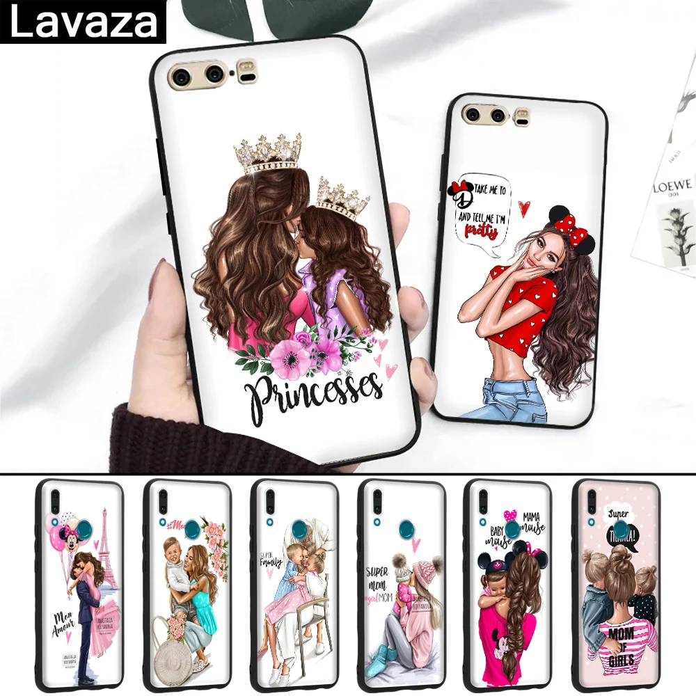 

Lavaza Baby Mom Girl Queen Coque Silicone Case for Huawei P8 Lite 2015 2017 P9 2016 Mini P10 P20 Pro P Smart 2019