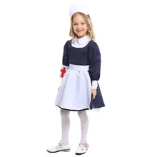 Костюмы медсестры белого и синего цвета для девочек, косплей с Appron для детей, вечерние костюмы для Хэллоуина, ролевой косплей для сцены