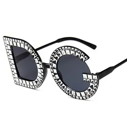 2019 ретро очки Имитация Алмазный Для женщин женские Брендовая дизайнерская обувь коричневые розовые линзы Винтаж солнцезащитные очки Для