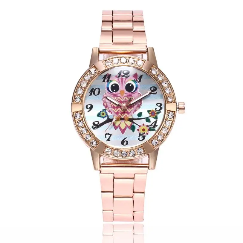 

Women Watches Luxury 2017 New Cute Owl Pattern Women's Watch Crystal Round Dial Alloy Band Quartz Wristwatches Creative Dec27