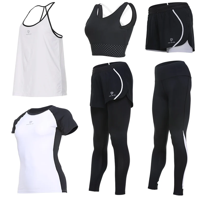 Vansydical костюмы для женщин спортивная одежда женские спортивные брюки для фитнеса тренажерный зал беговые наборы быстросохнущая одежда для спортзала костюм 6 шт - Цвет: TC5053