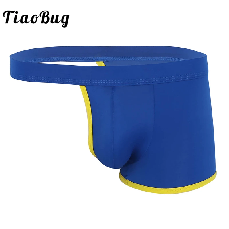 

TiaoBug New Men Boxer Low Rise Cutout Soft Ice Silk Bulge Pouch Half-Part Underwear Breathable Cueca Homme Boxershorts Jockstrap