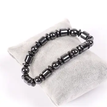 

Bracelet with Magnets New Design New 1X Weight Loss Round Black Stone Magnetic Therapy Bracelet Health Care
