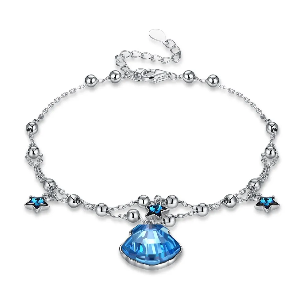 

INALIS 925 Stering Silver Fashion Sterling Silver Bracelet Crystals from Swarovski Shell Star Silver Bracelets for Women Jewelry