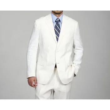 

New Arrival Custom Mens Suits White Wedding Suits For Men Notched Lapel Slim Fit Grooms Tuxedos Two Piece Groomsmen Suit