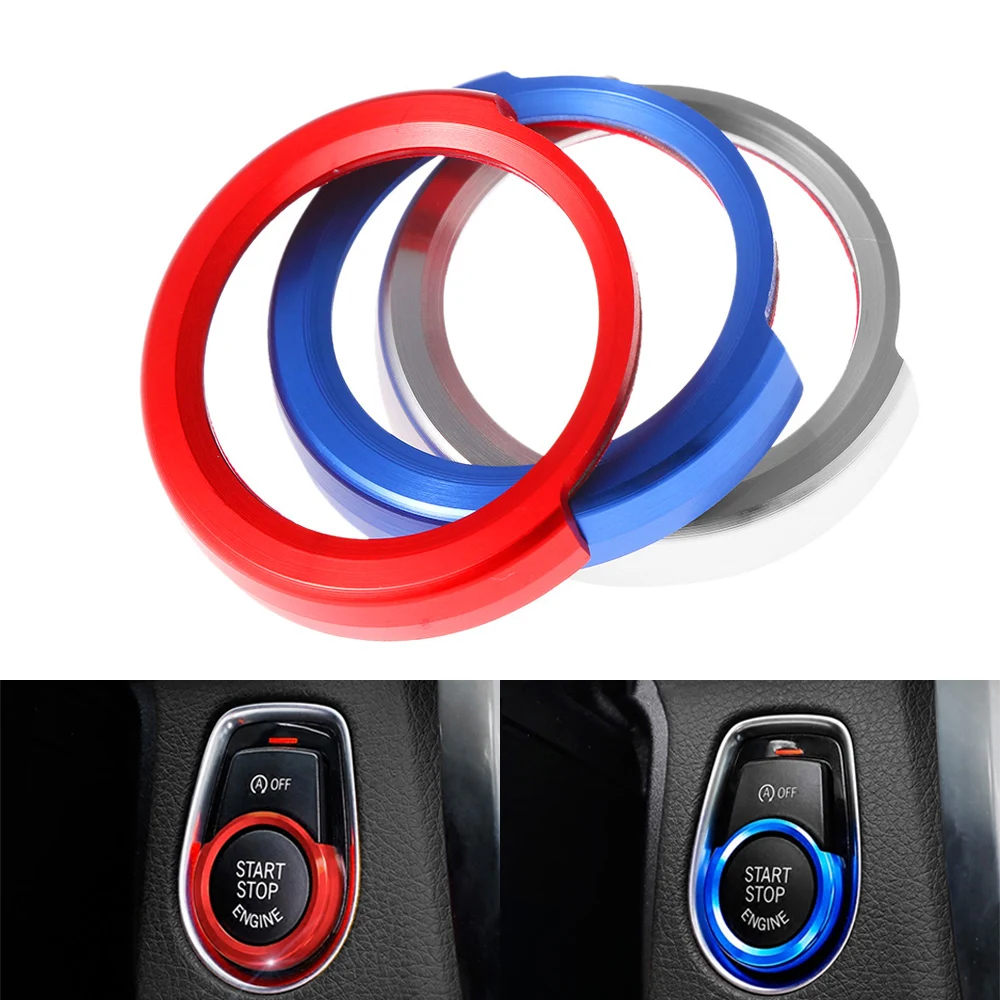 1PC Car Key Start Button Decorative Frame Interior Covers Stickers Trim Auto Accessories