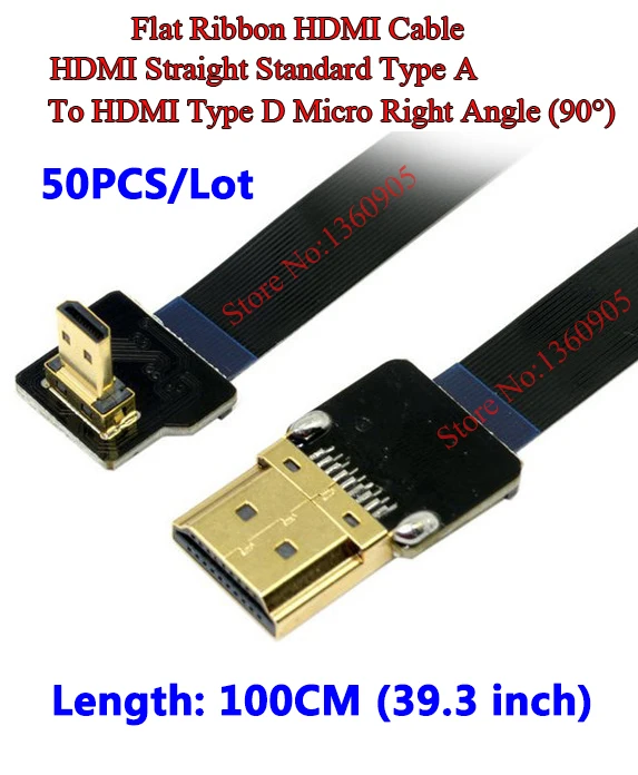 50 шт./лот 1 м ультра тонкий кабель HDMI FPV-системы HDMI кабель micro Тип D к Тип A Стандартный 100 см для gh4 GoPro bmpcc A5000 a6000 A7R a7s