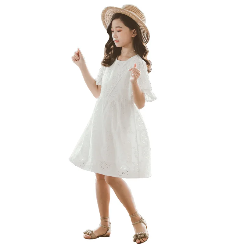 Детские платья для девочек; коллекция года; новые летние белые вечерние платья; детская хлопковая одежда; платье принцессы с вышивкой; костюм для девочек