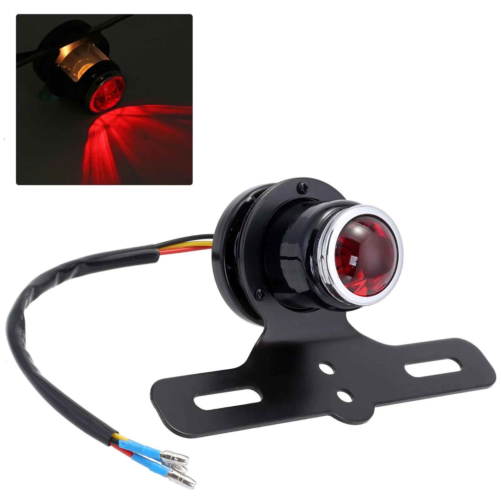 

1pc Universal Motorcycle License Plate Rear Tail Brake Light Lamp for Harley Bobber Chopper Cafe Racer D35