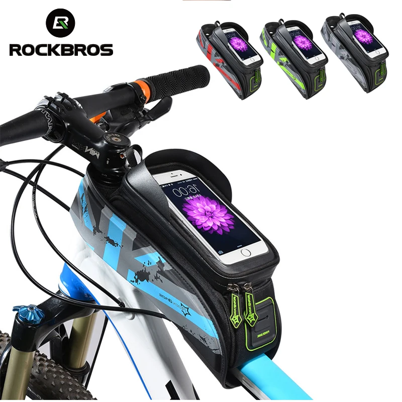Top ROCKBROS MTB Road Bike Bags Rainproof Touch Screen Cycling Top Front Tube Frame Bags 5.8/6.0 Phone Case Bicycle Accessories 0
