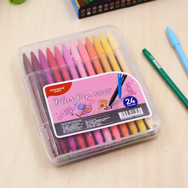 Monami 3000 12/24 Набор цветных волоконных ручек 0,5 мм многоцветная подводка пигментные акварельные краски на водной основе ручка для художественной школы и офиса