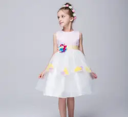 2017 Дети бальное платье для девочки для маленьких девочек летние Кружево платье от 2 до 8 лет нарядное платье принцессы на день рождения