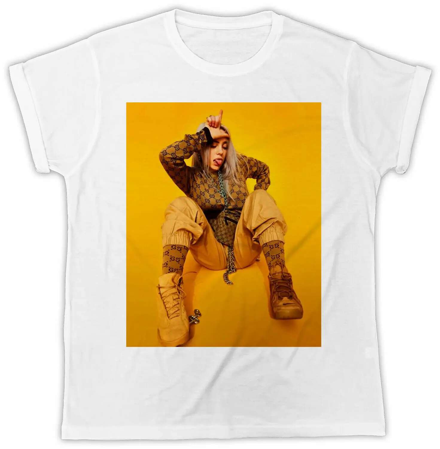 Крутая летняя футболка с короткими рукавами и надписью BILLIE EILISH ORANGE POSTER идеальный