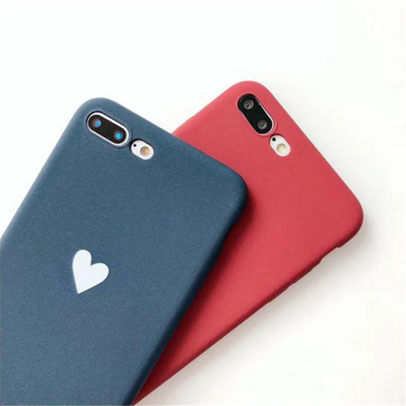 Матовый простой Модный Цветной чехол с рисунком сердца для Xiaomi Redmi 5X 6A 6X 8SE Lite A1 A2
