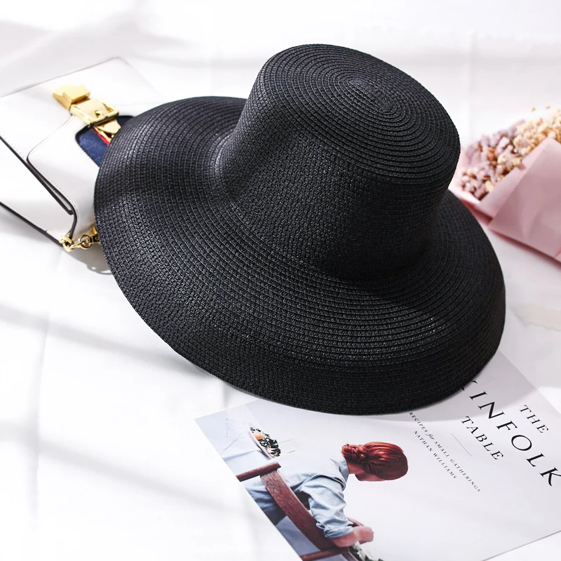 جديد 2019 أسود أبيض اليدوية نسج تباع قبعات للحماية من الشمس للنساء كبيرة حافة القش قبعة في الهواء الطلق شاطئ الصيف قبعات جديد 2019 أسود أبيض اليدوية نسج تباع قبعات للحماية من الشمس للنساء كبيرة حافة القش قبعة في الهواء الطلق شاطئ الصيف قبعات