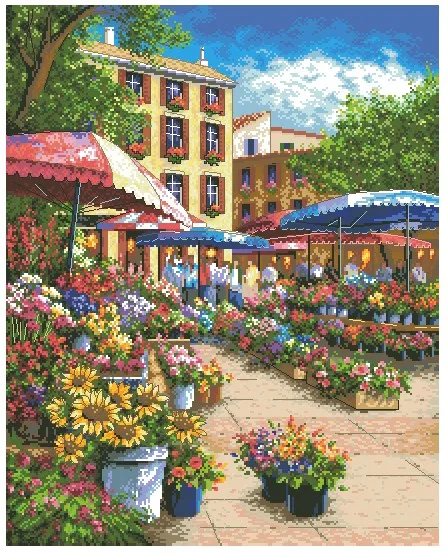 

Gold Collection Lovely Counted Cross Stitch Kit Provence Market Street Flower Shop florist florist's dim 35333