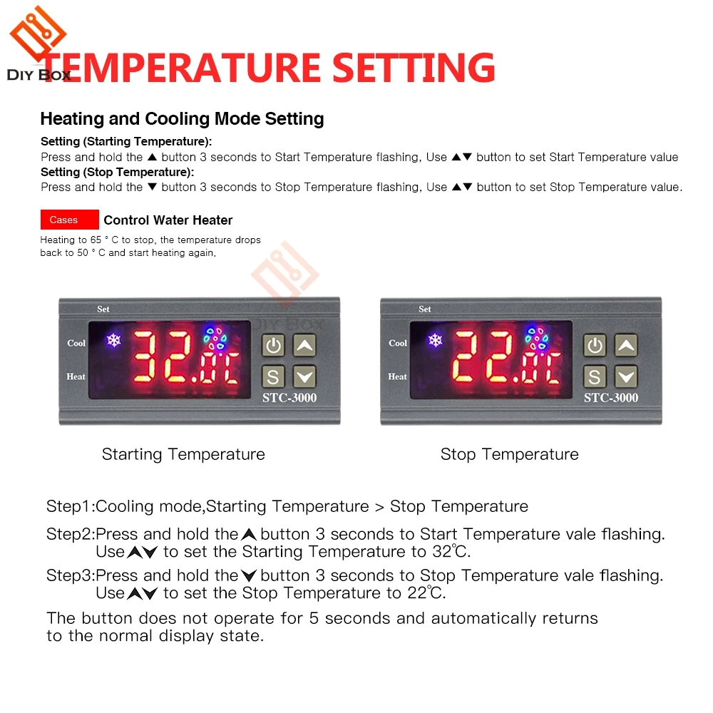 STC-1000 3000 3008 двойной светодиодный цифровой термостат регулятор температуры DC 12 В 24 В AC 110 В 220 в регулятор нагрева и охлаждения