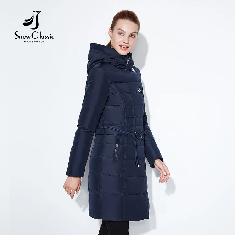 SnowClassic 2017 Модные женские зимняя куртка толстый длинное пальто куртки капюшон