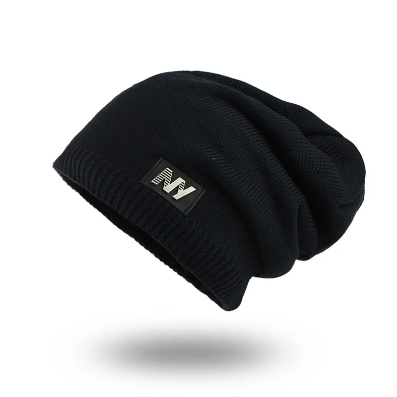 [FLB] мужская вязаная шапка бини мужские зимние шапки для мужчин облегающая шапка женские теплые зимние лыжные шапочки утепленные мешковатые маски шапки F18003 - Цвет: Black