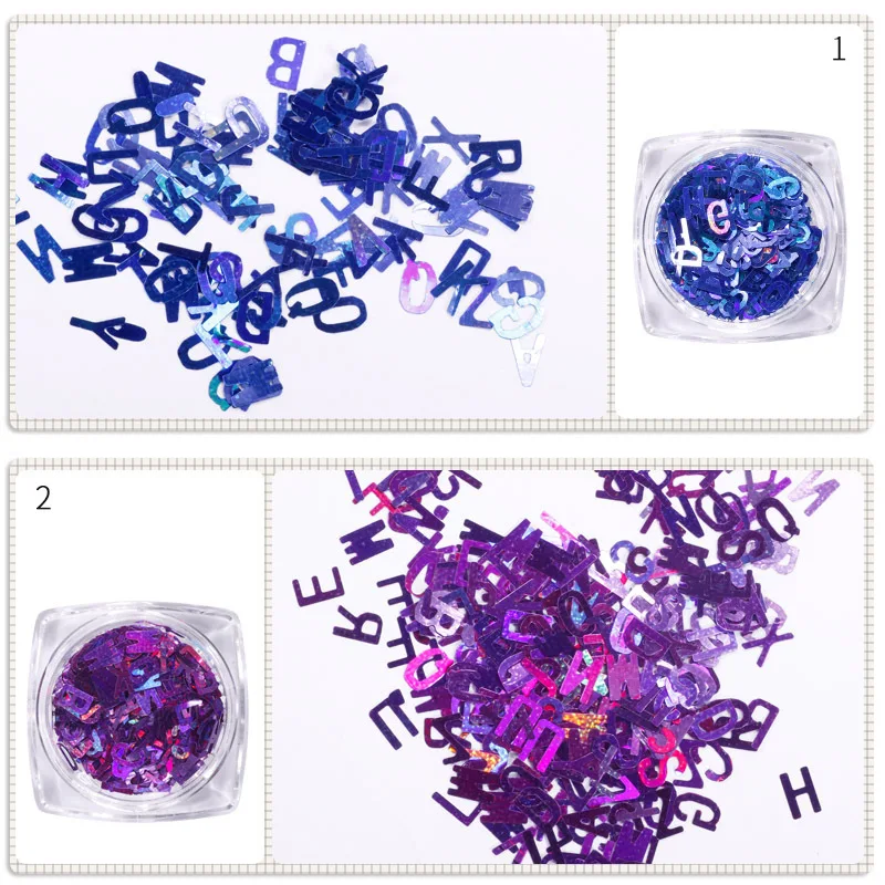 12 коробка ногтей блестящие буквы Смешанные 12 цветов ногтей DiY наклейки для дизайна ногтей украшения принадлежности для ногтей