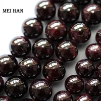 Meihan Genuine Natural Red Garnet  Smooth Round Loose stone beads for jewelry DIY making design wholesale 2