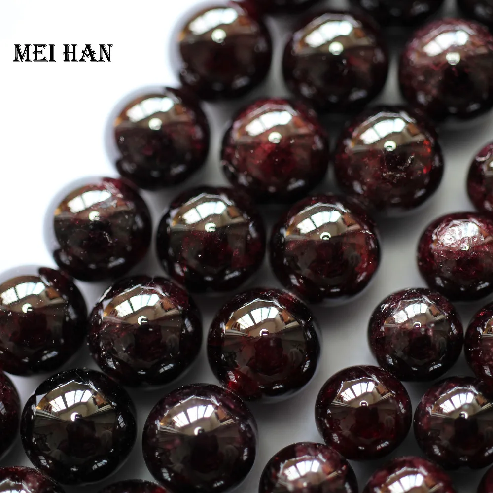 

Meihan natural 6-12mm Red garnett smooth round loose beads for jewelry DIY making design bracelet