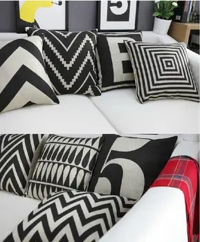 

Nordic black stripes letters Geometric cotton cushion pillow for car office home Decor sofa cushions 1PCS